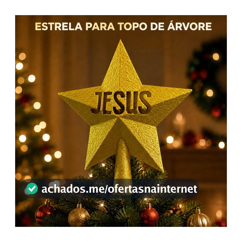Estrela Ponteira Jesus para Topo de Árvore de Natal Enfeite natalino 17,5cm