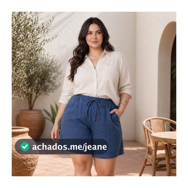 Short Feminino Plus Size Linho Bermuda Cintura Alta GG G1 G2 G3 Com Bolsos Casual Conforto Verão