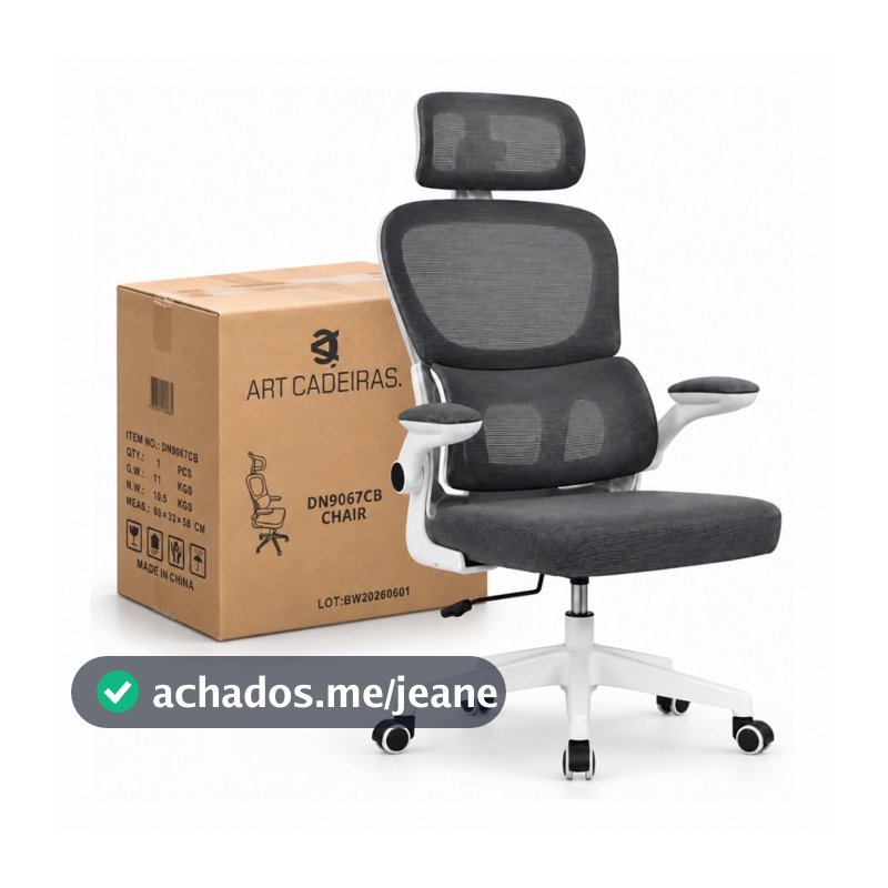 Cadeira De Escritório Ergonômica Mesh Cinza Presidente NR17 Com Apoio Lombar 150kg Braço Retrátil