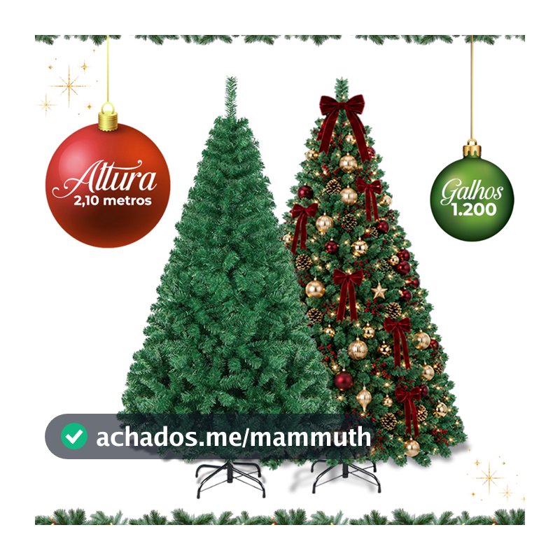 Arvore De Natal 2,10m Premium Bem Cheia De 1200 Galhos Pinheiro Verde 210cm