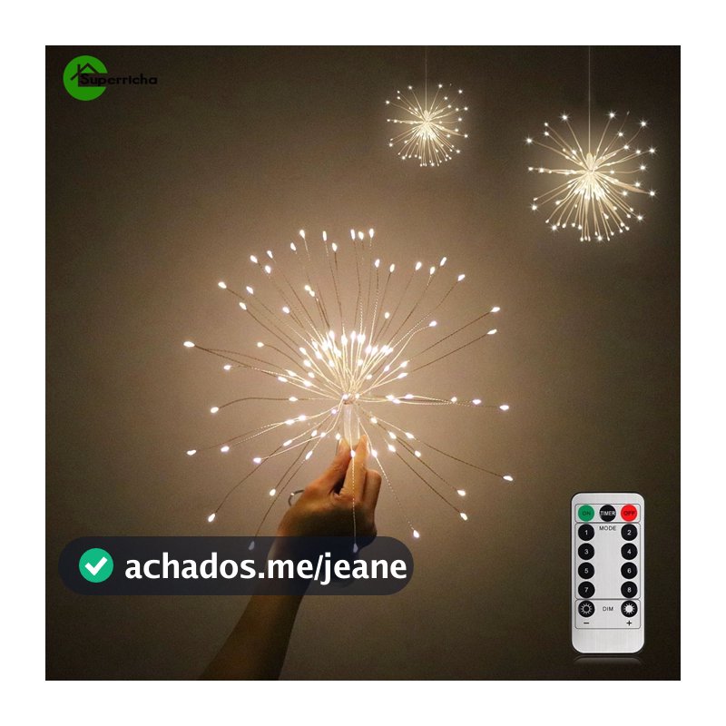 [Quente] Fogo De Artifício Suspenso Starburst String Light Firework Fada De Cobre Garland Luzes De Natal Ao Ar Livre Twinkle Lights