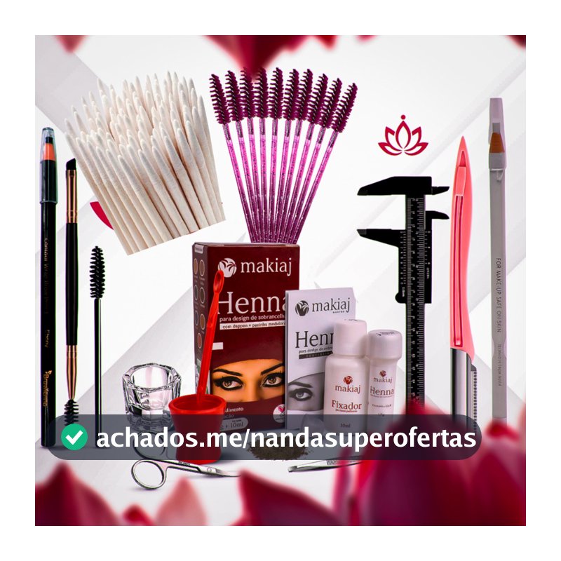 Kit Sobrancelha Henna makiaj+Palito+Navalha+Paquímetro+Tesoura+Pincel+Dappen+ 2 Lápis Dermatográfico