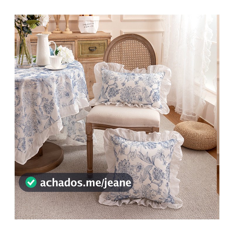 Capa De Almofada Algodão Bordada Com Babados Estilo Francês Farmhouse Vintage Luxo Decorativa Quarto Sala