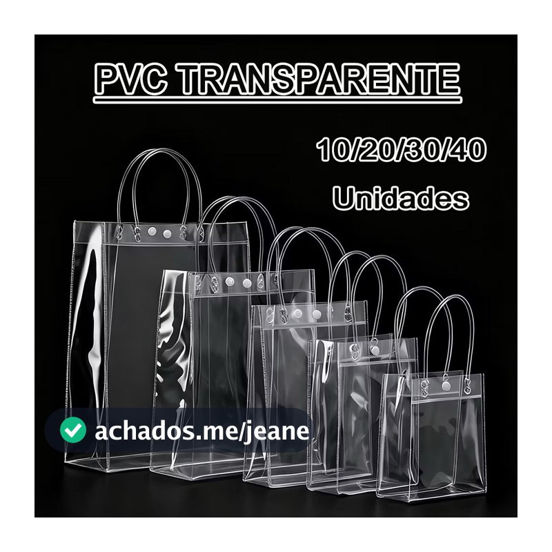 Kit10/20/30 Units Reuse Pvc Plastic Gift Bags for Weddings, Festivals and Parties Vários tamanhos