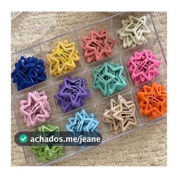 Kit 50-10 Unidades Presilha Tique-Taque Estrela Colorida - Acessório Cabelo Infantil