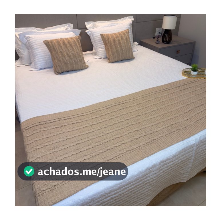 Kit Peseira Cama Casal Queen King Manta de Tricot + 2 Capas de Almofada Para Cama Sofá Decoração FI