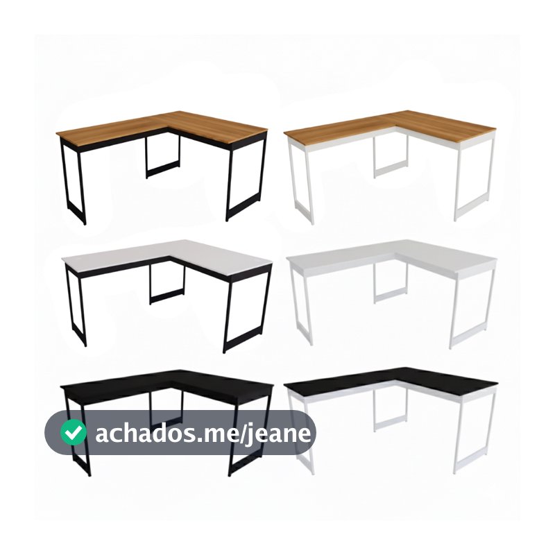 Mesa Em L Estilo Industrial Escrivaninha De Canto Escritório Estudo Beni Camaleão