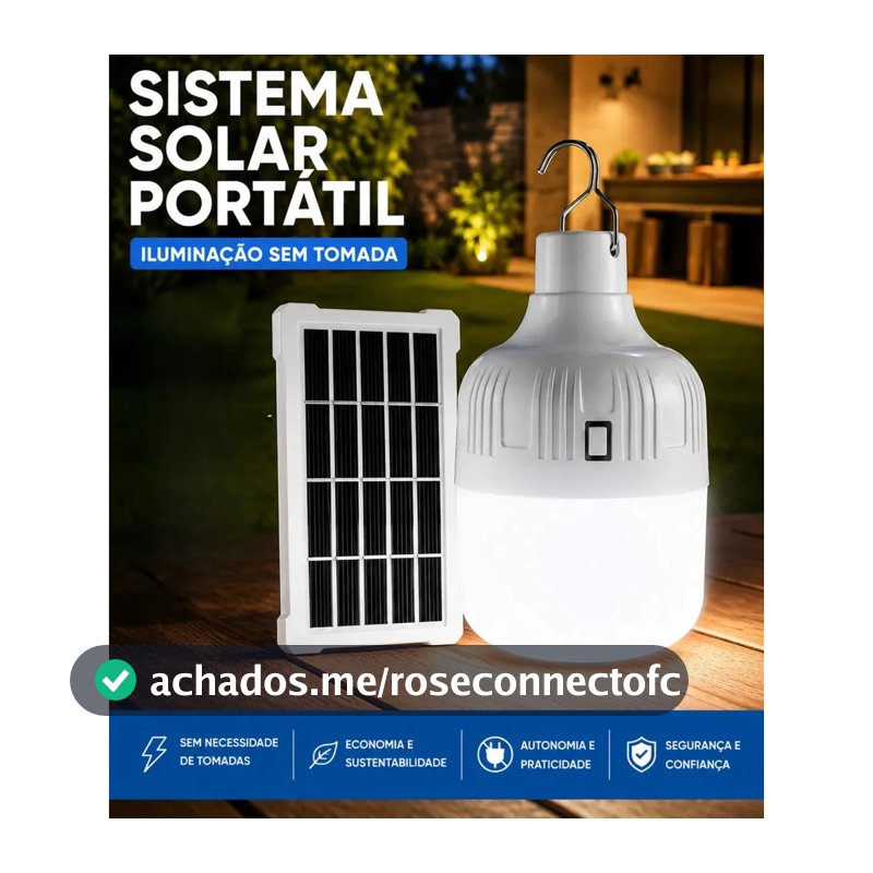 Lampião Lampada Led Com Placa Solar Recarregável Camping Usb Pesca Jardim Luminária Viagem
