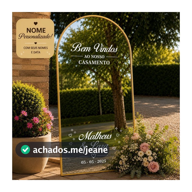Adesivo Para Espelho Decorativo Casamento Personalizado com Nome e Data
