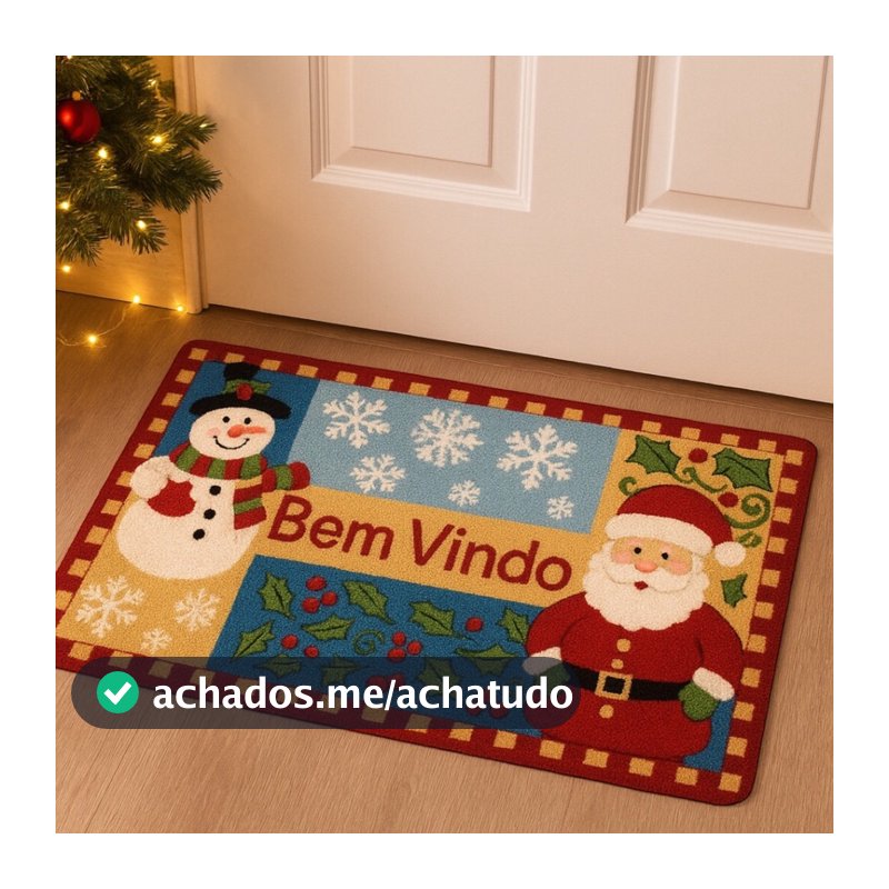 Tapete Porta Boucle Natalino 60x40 Decorativo Enfeite Natal