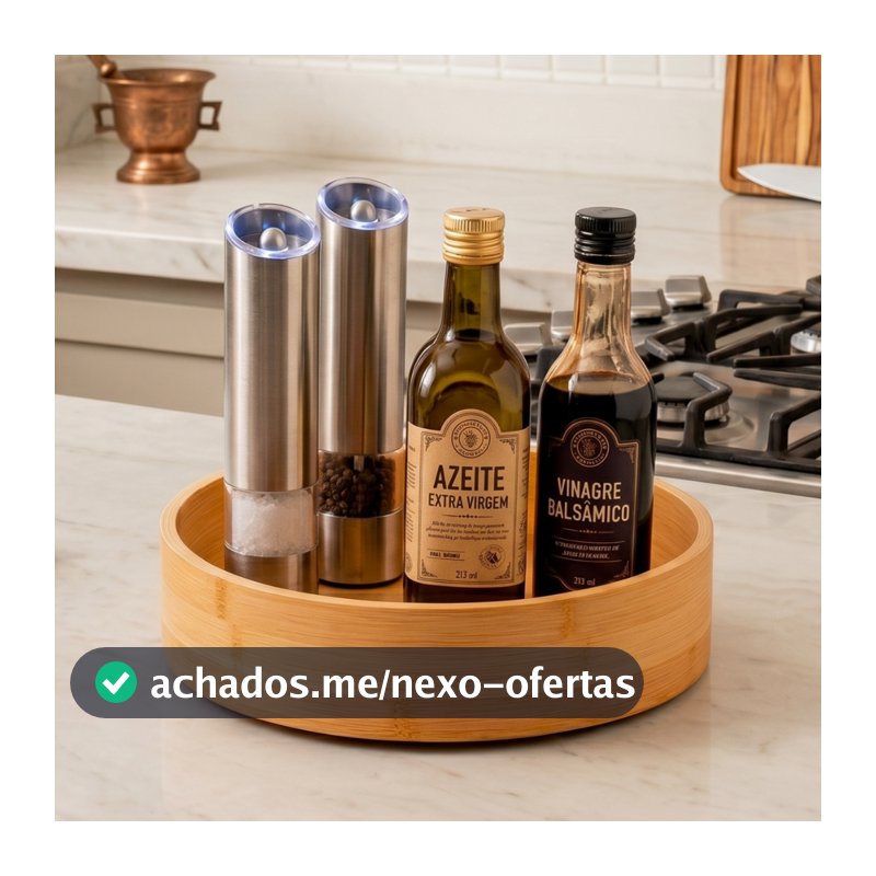 Organizador Multiuso Redondo Giratório de Bambu Organização OU Cozinha Pia Armário Maquiagem