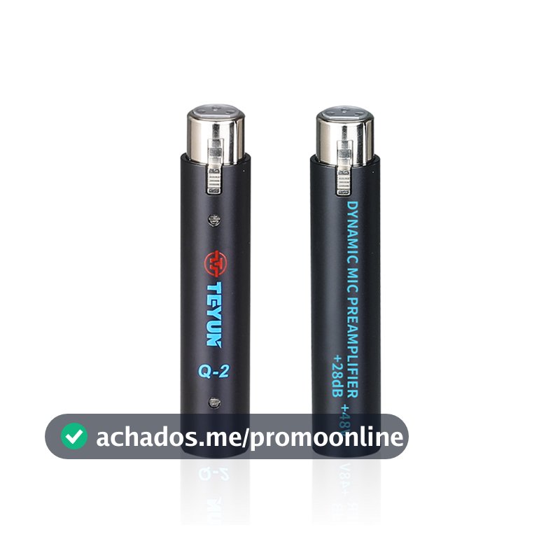TEYUN Q-2 Pré-amplificador Para Microfone Dinâmico Techoon Classe A de +28dB Baixo Ruído Phantom Power 48V