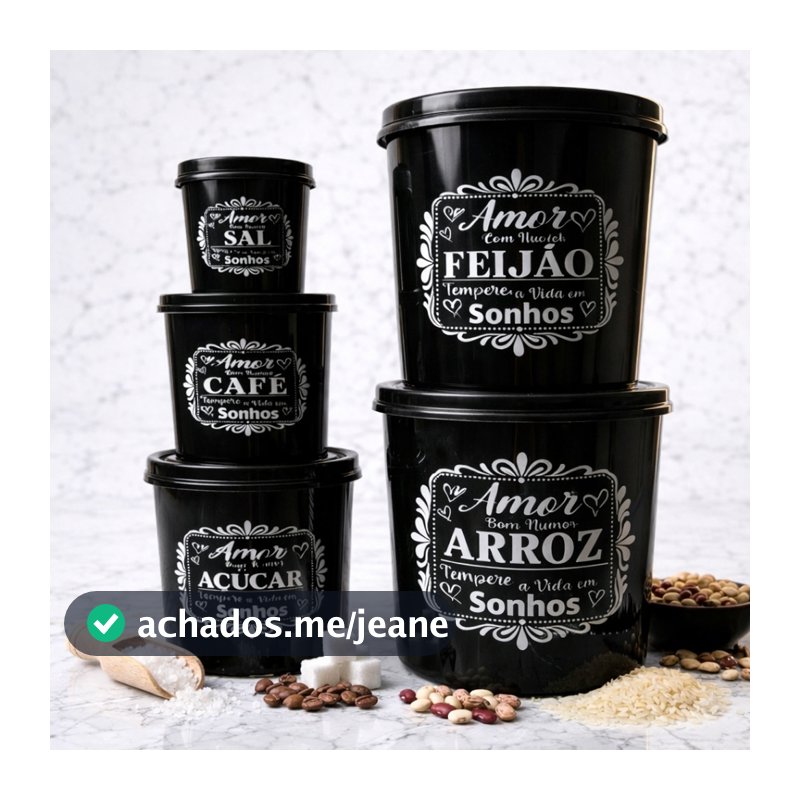 Kit Mantimentos Jogo 5 peças  Redondo de plástico  Armazenamento de alimentos