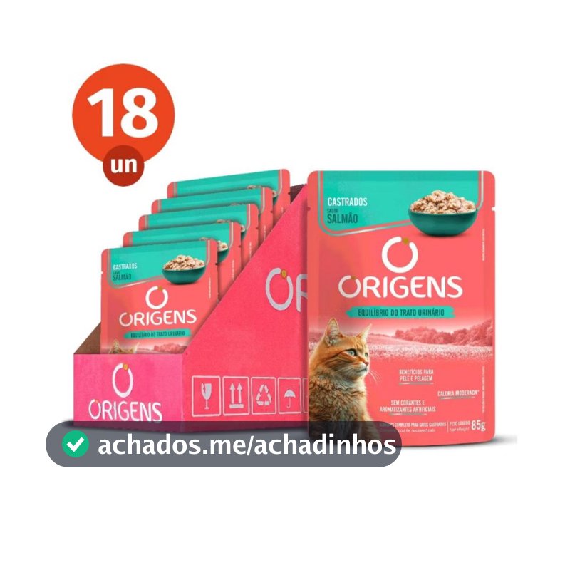 CAIXA 18 UNIDADES - SACHE ORIGENS SALMÃO AO MOLHO - ADULTOS