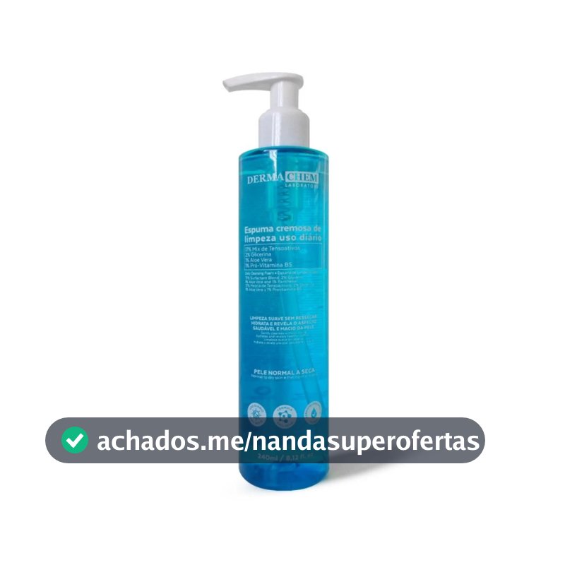 Espuma Cremosa de Limpeza Facial 240ml Hidratação e Maciez da Pele Com Aloe Vera Dermachem