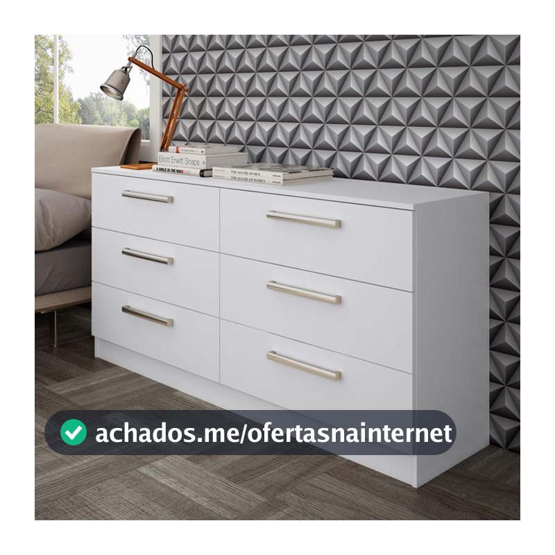 Cômoda Madesa Laura com 6 Gavetas - Branco