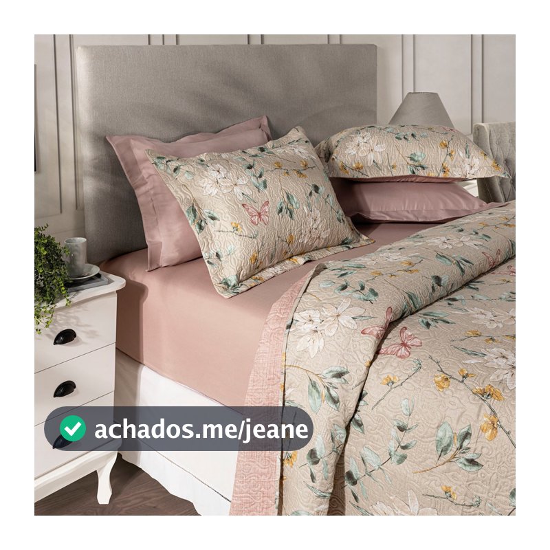 Kit Colcha Cobre Leito Casal Queen King Dupla Face Floral Estampada Matelada Boutis Super Macia