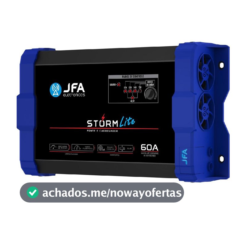 Fonte JFA Lite 60A Bivolt Carregadora de Bateria De Trio Paredão Som Automotivo Festa Show 12v