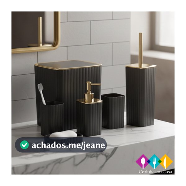 Kit Banheiro 6 Peças Conjunto Moderno Lavabo Completo com Escova Sanitário.
