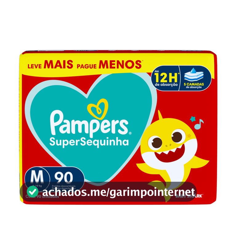 Fralda Descartável Pampers Supersequinha Jumbo M 90 Tiras