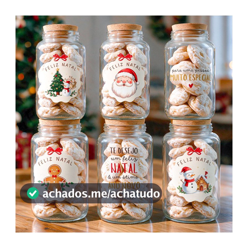 Potes de Vidro Natalinos 810ml | Lembrancinha, Presente de Natal, Biscoitos