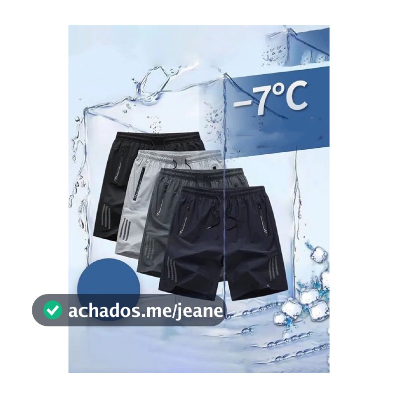 KIT 3 Bermuda Masculina Importada Seda Gelada Elastano Secagem Rápida Bolsos com Zíper