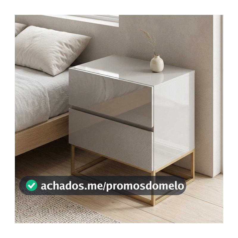 Kit 2 Mesa de Cabeceira Criado Quarto Eros 45cm Industrial Com Pés De Ferro Dourado/Cobre/Preto 2gav