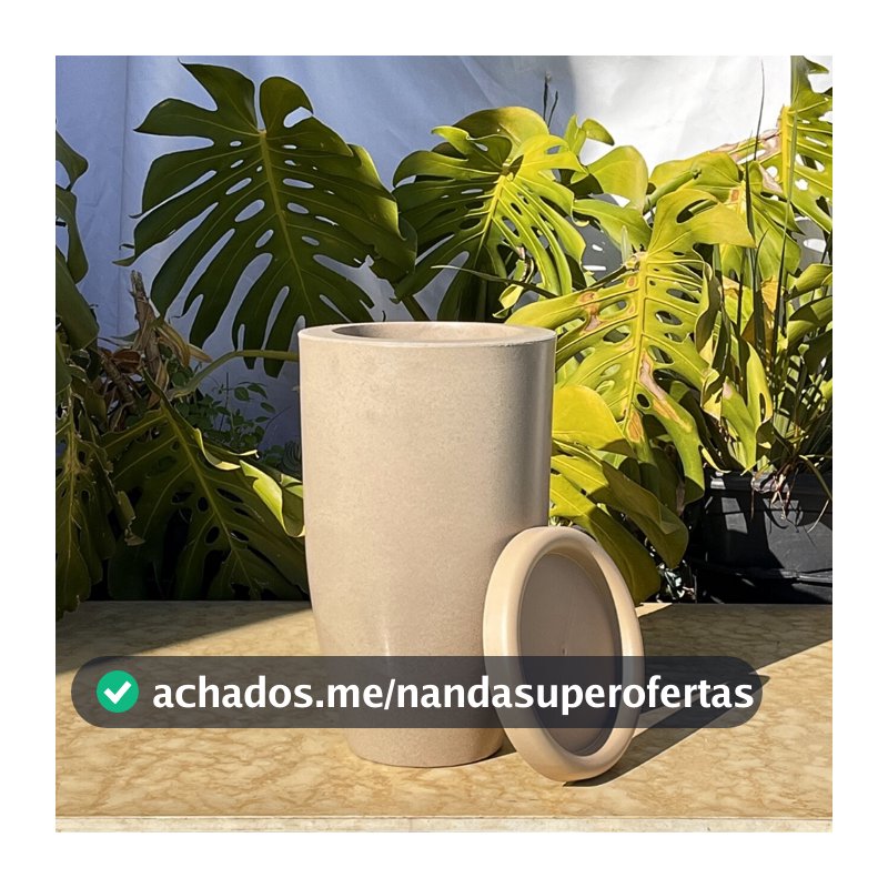 Vaso Planta Sala Coluna Ibiza Cone P Decorativo Liso Marmorizado Luxo 41x25 Resistente Leven Artes