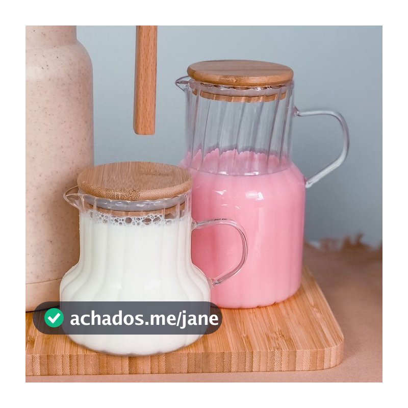 Kit 2 Jarras 500 ml e 1 Litro com Fechamento Hermético VIDRO e Bambu para Mesa Posta