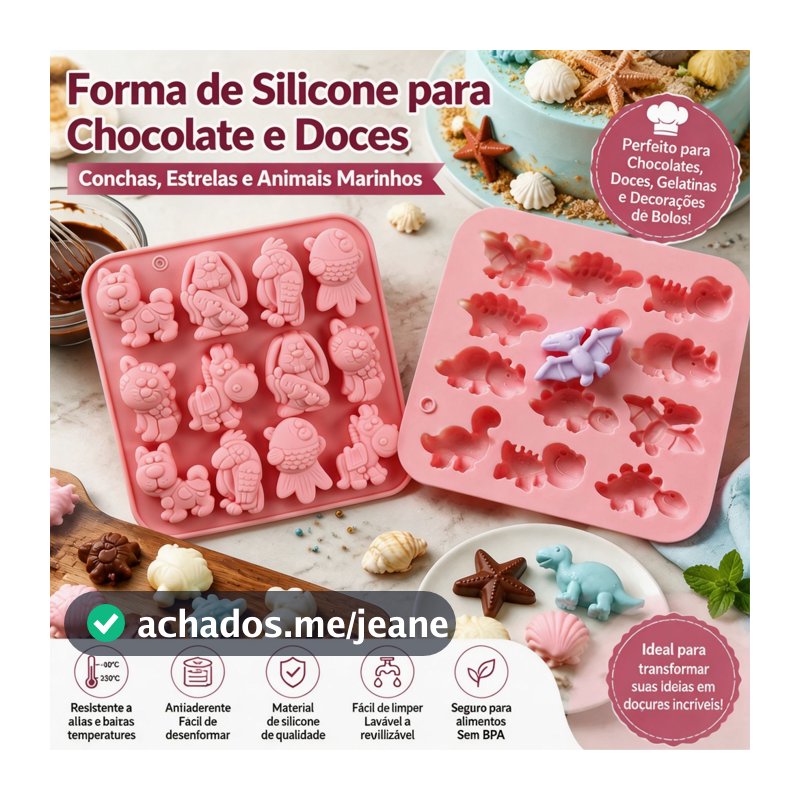 Kit 2 Formas de silicone de dinossauro para chocolate e biscoitos-sem BPA, ótimas para sobremesas e bolos