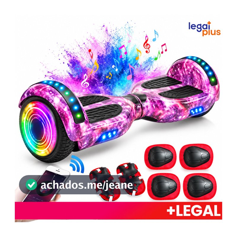 Hoverboard Infantil 6.5" - Skate Elétrico com LED Bluetooth e Bateria Potente para Crianças Seguras