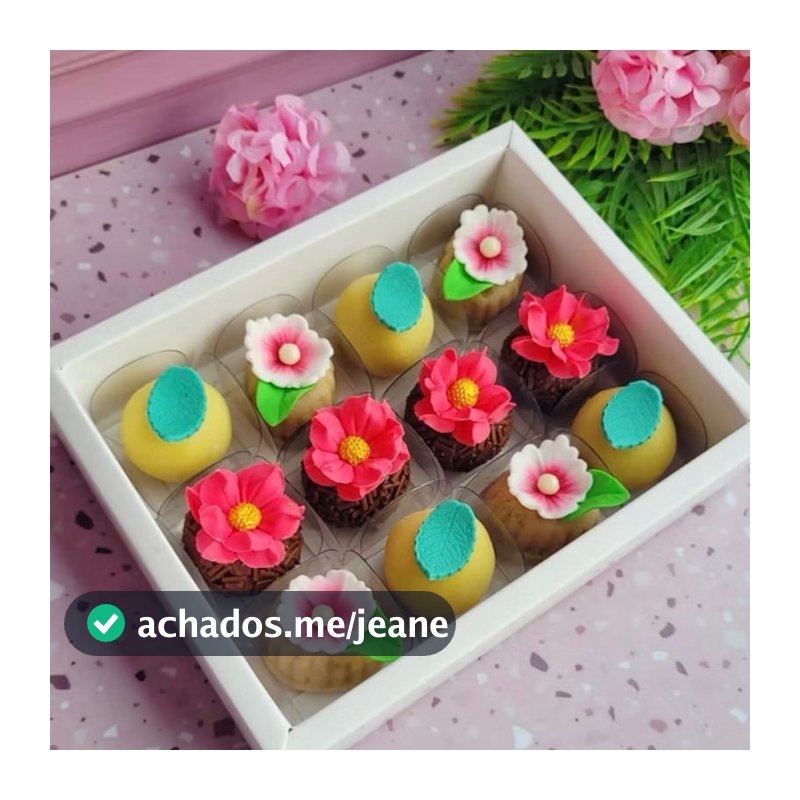 1050  Caixas Embalagem Moldura 12 Doces Com Visor em  Acetato BRANCA 15,5x11,5x4 - Ref. 34(CHOCO)