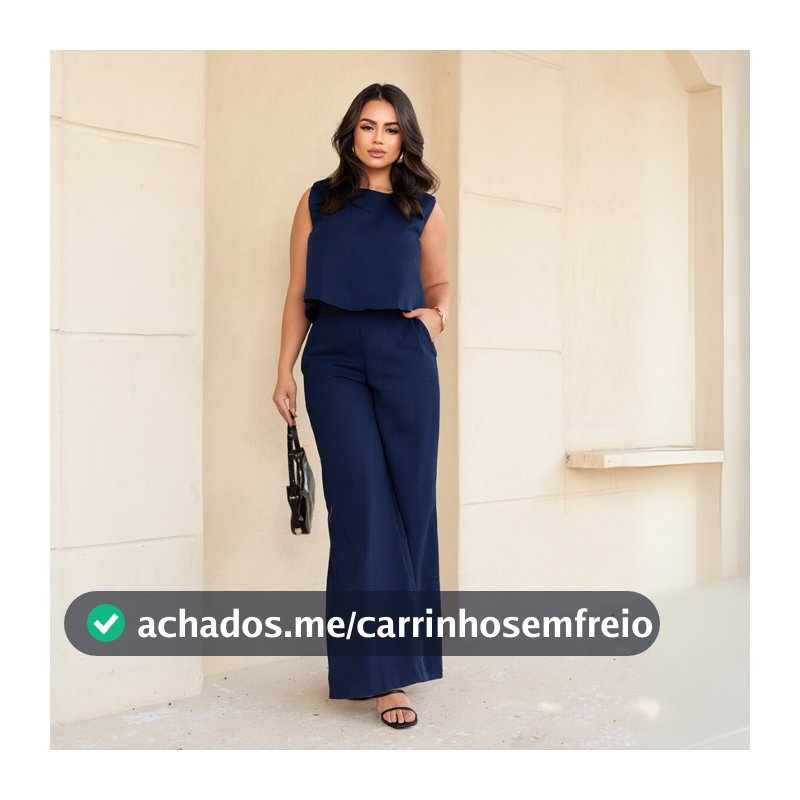 Conjunto Feminino Blusa e Calça Pantalona Em Alfaiataria