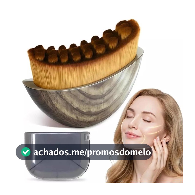 Escova Facial para Drenagem Linfática, Massagem no Rosto com Cerdas Macias, Inclui Estojo Protetor