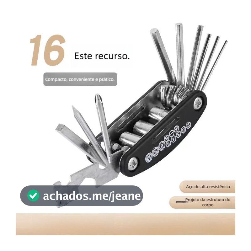 Chave e Soquete 16 em 1 | Ferramenta de Reparo para Bike de Montanha