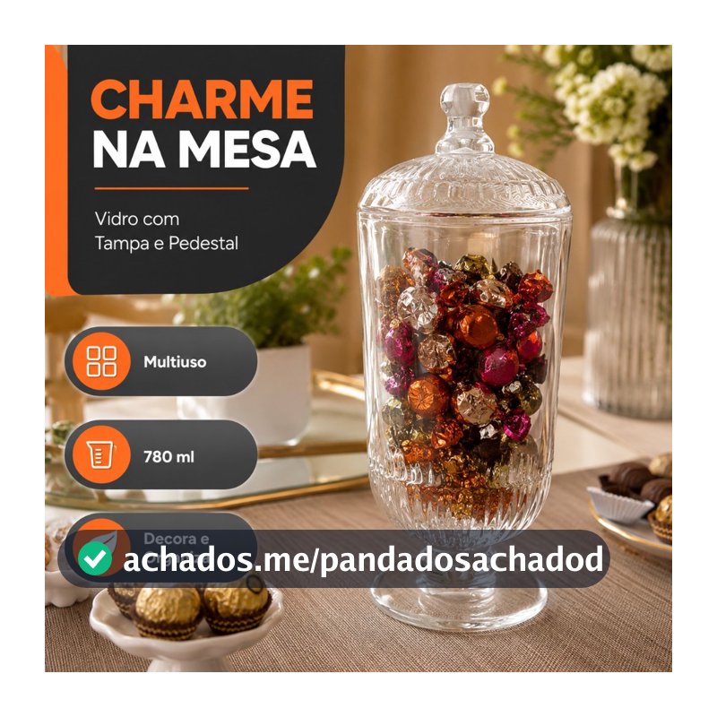 Bomboniere com Pedestal de Vidro  Para Mesa e Decoração