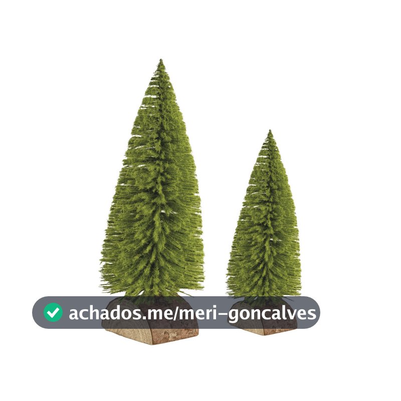Kit 2 Mini Arvore de Natal 18 e 24cm Pinheiro Base Tronco Madeira Decoracao Natalina