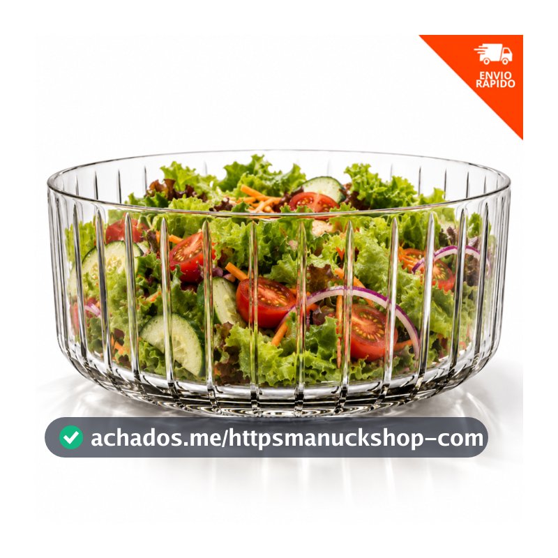 Tigela Saladeira de Vidro 1,8L Rosewood Grande Transparente para Saladas Frutas Sobremesas e Mesa Posta