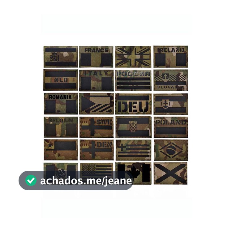 Adesivo Crachá Bandeira IR 85CM - Refletivo Multicam, Emblema Militar Tático Gancho Laço Para Roupas Mochila