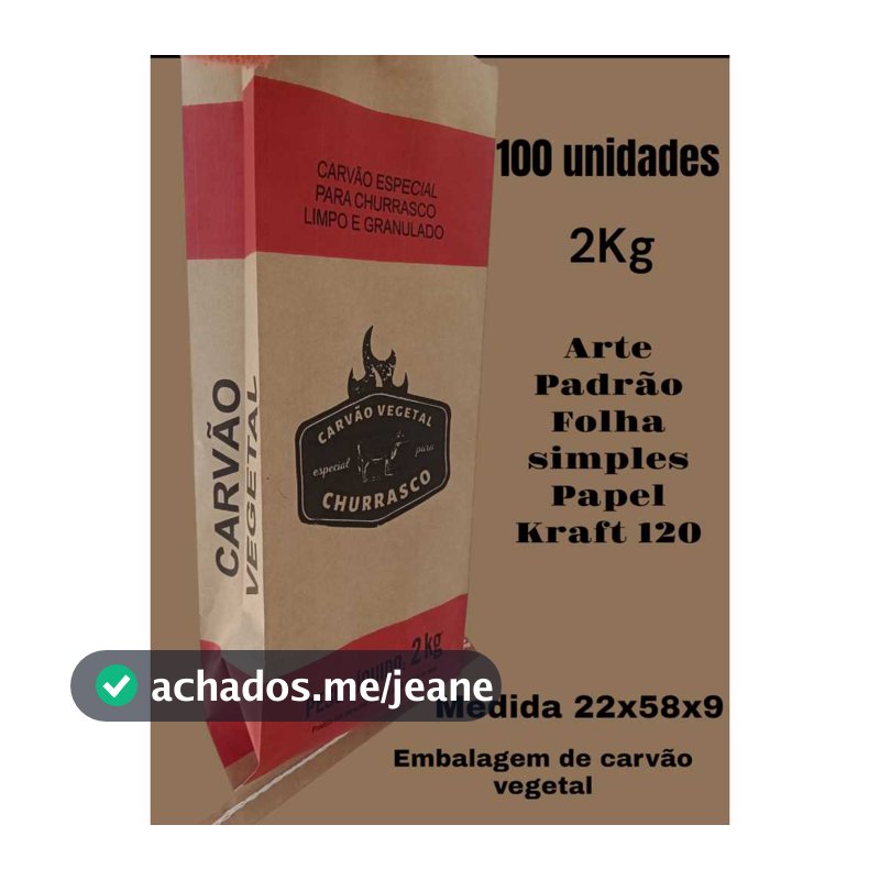 100 Sacos de papel kraft p/ Carvão Vegetal 2KG 22X9X58 embalagem