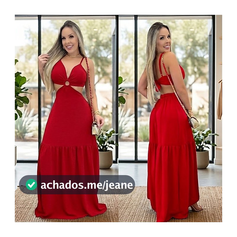 Vestido Feminino Longo Em Duna Com Argola Frontal Moda - Verão | Promoção