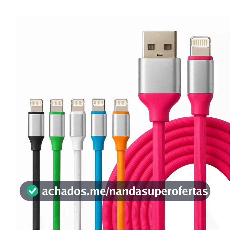 Cabo Reforçado 2m Emborrachado Lightning Carregamento Rápido iPhone iPad