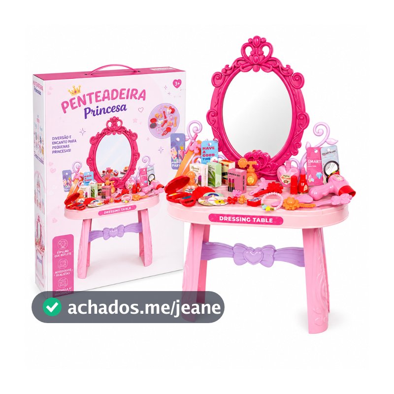 Penteadeira Camarim Infantil Princesas Completa 46 Peças Rosa
