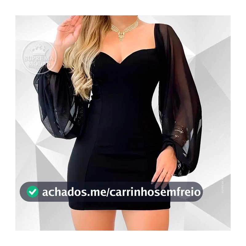 Vestido Decotado, Moda Gringa, Manga Tule
