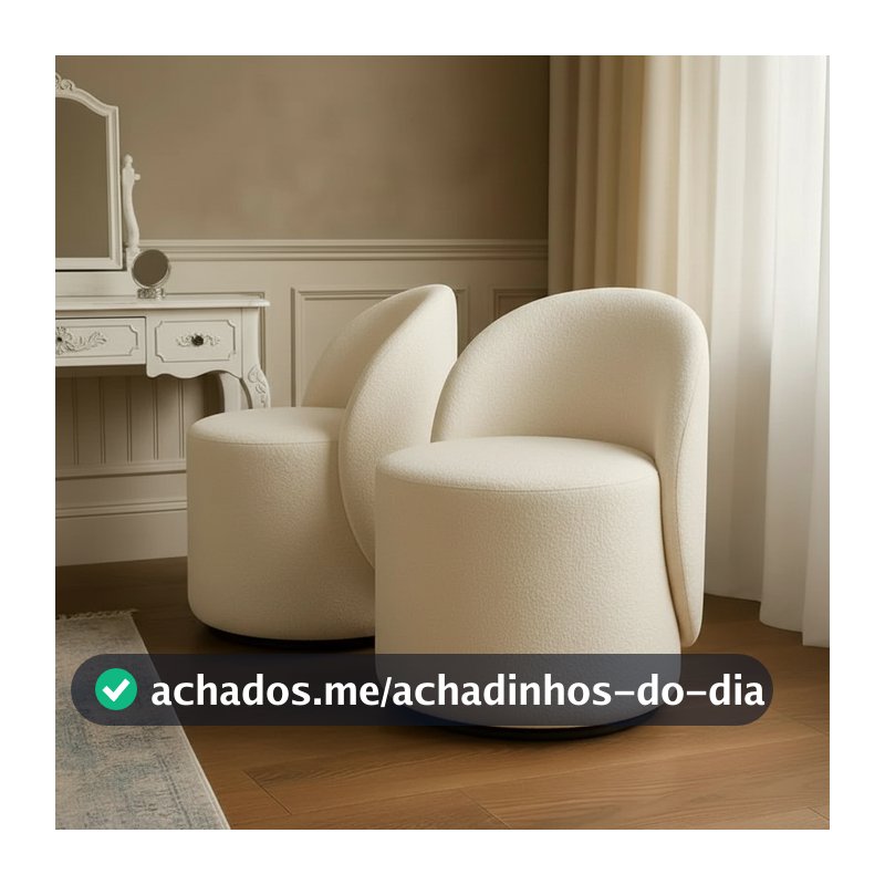 Kit 2 Bancos Decorativos Pufes Sala E Quarto Penteadeira Com Encosto Boucle Flat Interiores