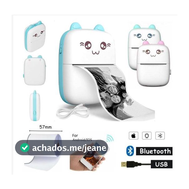 Mini Impressora Térmica Portátil Desenho Animado Foto Impressora De Impressão Sem Fio Para Android/Ios