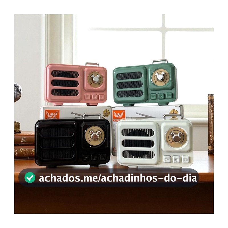 Mini Radio Caixa de som Portatil Bluetooth Stereo 360º Som Alto Potente Design Retro Otimo Presente