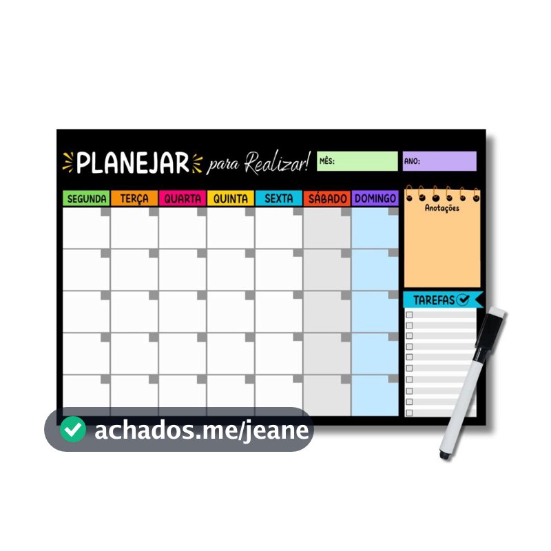 Planner Magnético Lousa Lembrete Imã Geladeira Porta Recados Anotação Semanal Mensal