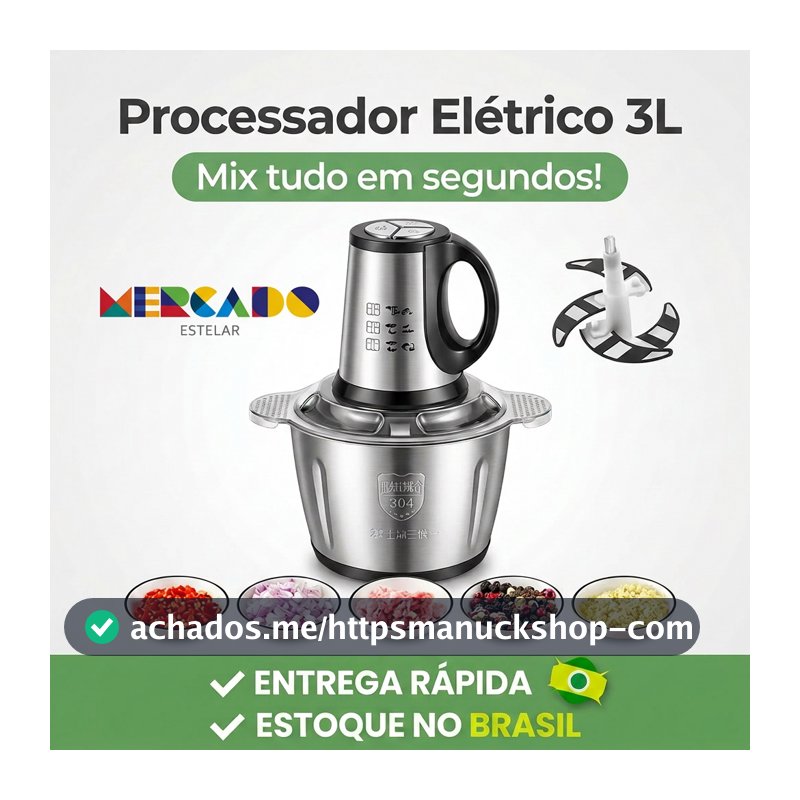3L Picador De Alimentos Moedor De Carne Mixer Elétrica Processador Cozinha Casa Alho - 110v-220v