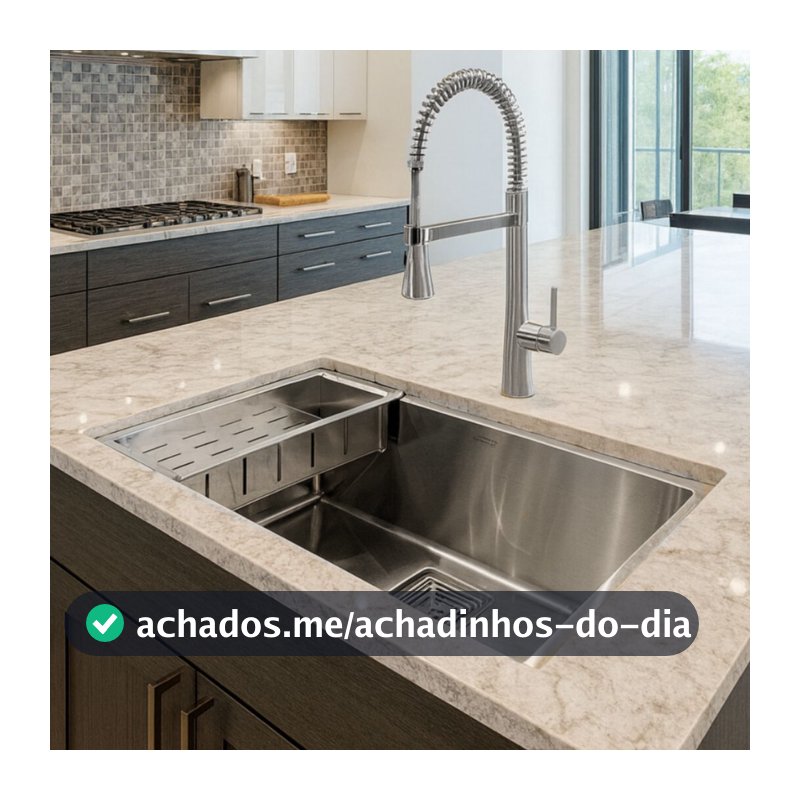 Cuba Cozinha Quadrada Inox 304 60x40 Escovada 3mm Calha Sifão E Válvula Gourmet